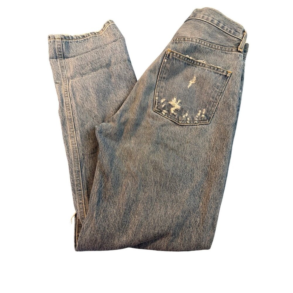 Agolde 90s Jeans Distressed Destroyed Holes Blue Denim Button Fly USA Size 24 - Picture 5 of 8